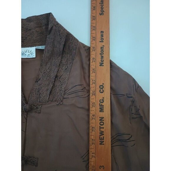 Meng Design Women's Art to Wear Top Size S M Dragonfly Kimono Brown Rayon - Picture 10 of 11